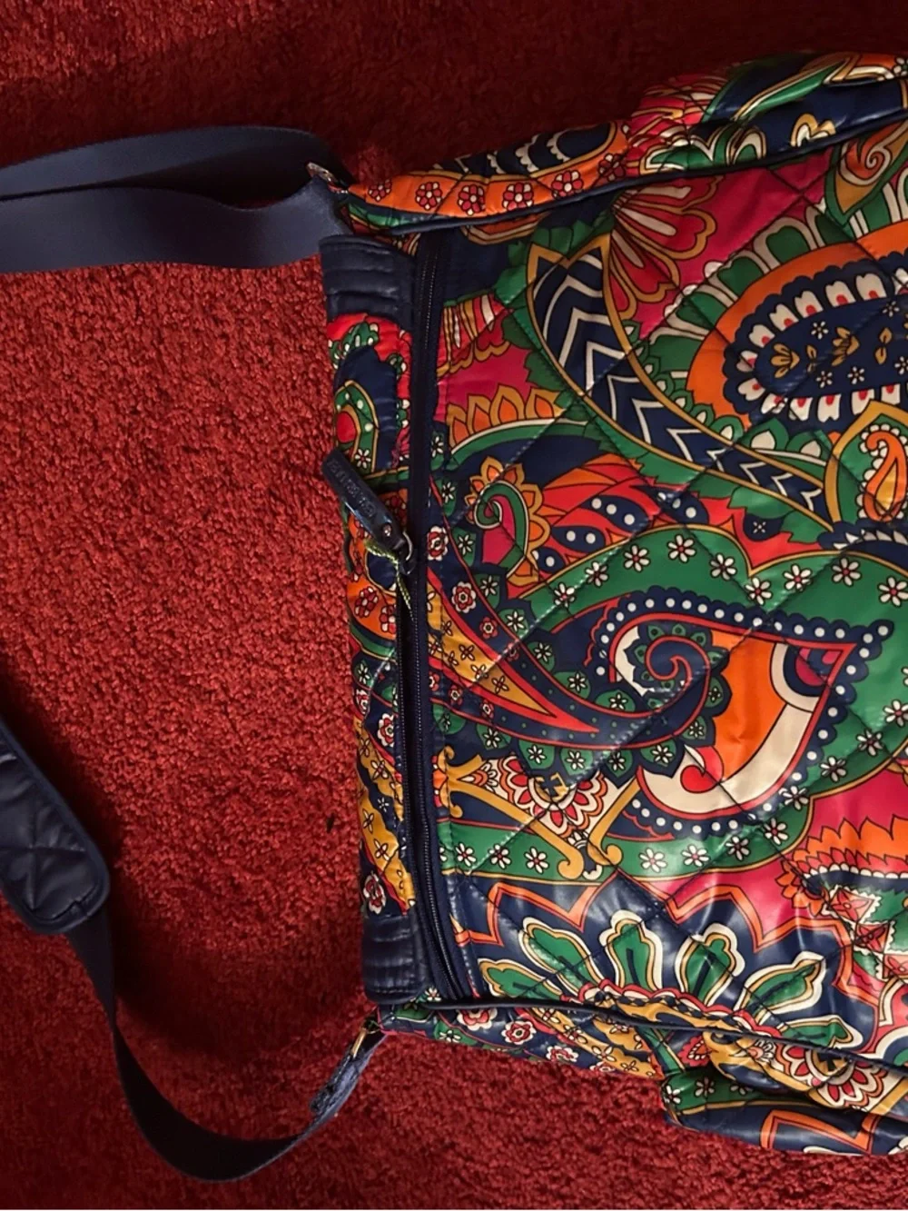 Vera Bradley Paisley Multicolor Crossbody Bag with Navy Trim - new without tags - Picture 4 of 4